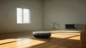 Robô aspirador Xiaomi S20 limpando o chão de uma sala moderna e iluminada