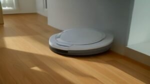 Xiaomi S20 realizando o mapeamento inteligente em uma sala de estar moderna e iluminada.