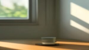 Smartphone Xiaomi em uma mesa de escritório com iluminação natural sugerindo eficiência de bateria