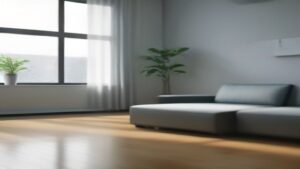Robô aspirador WAP Robot W90 posicionado na base de carregamento em uma sala moderna
