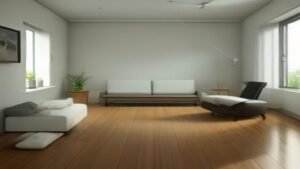 Robô aspirador WAP conectando-se automaticamente à base de carregamento em uma sala moderna.