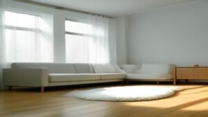 Robô aspirador Electrolux ERB10 em funcionamento limpando o piso de uma sala de estar moderna.