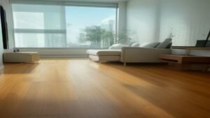 Robô aspirador Roomba Combo j9+ limpando o piso de uma sala moderna.