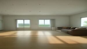 Robô aspirador Roomba Combo j9+ operando em uma sala de estar espaçosa e moderna.