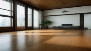Robô aspirador Roborock Q7 limpando o chão de uma sala de estar moderna.