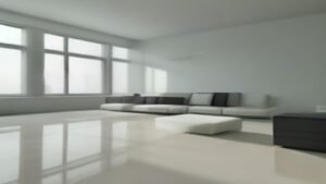 Robô aspirador KaBuM K100 limpando o chão de uma sala de estar moderna