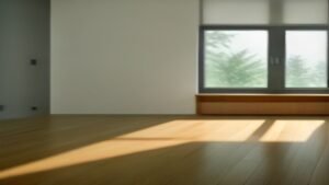 Robô aspirador Midea M7 operando suavemente em uma sala de estar moderna