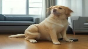 Aspirador de pó sem fio sendo usado em um sofá bege para remover pelos de animais em uma sala moderna.